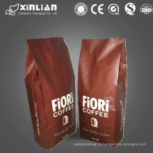 De boa qualidade papel de alumínio café plástico saco de embalagem / oito lado selo quadrado inferior stand up folha de alumínio saco de plástico